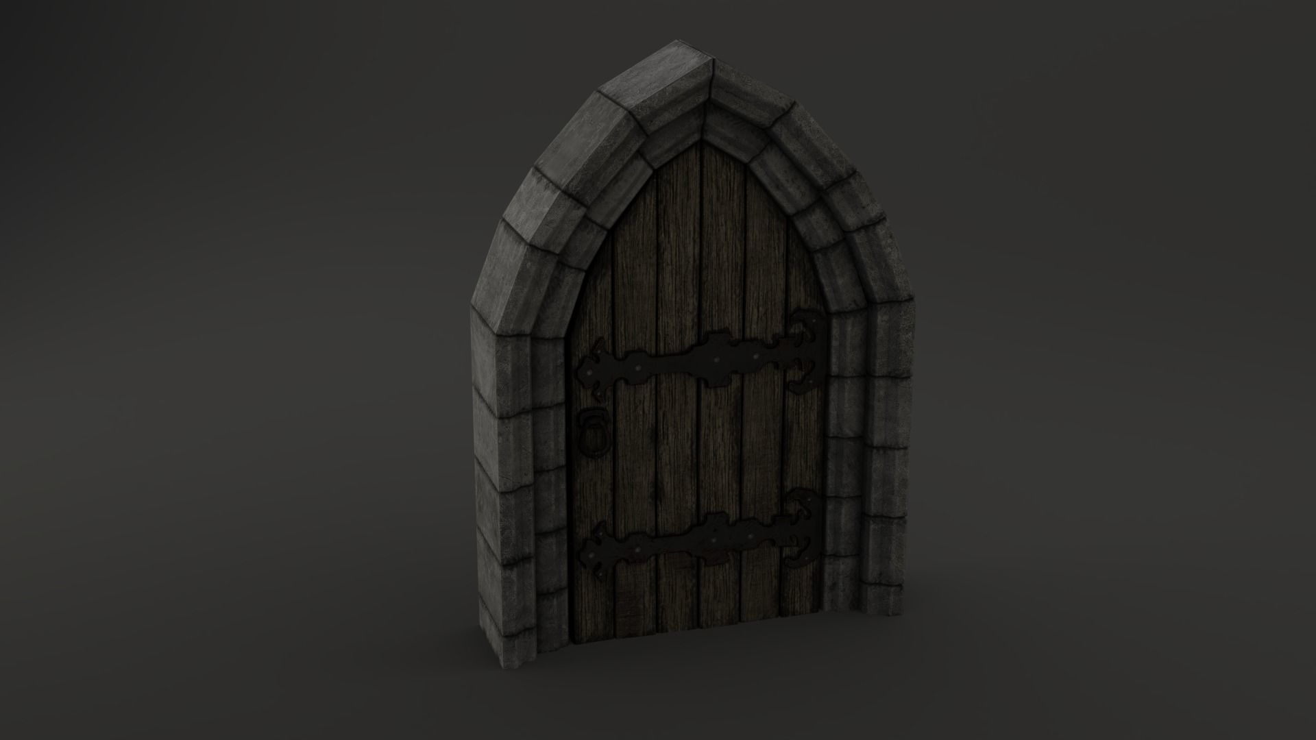 Medieval Door Double Stone Arch and Door 3D Model Low-poly 3D model_11