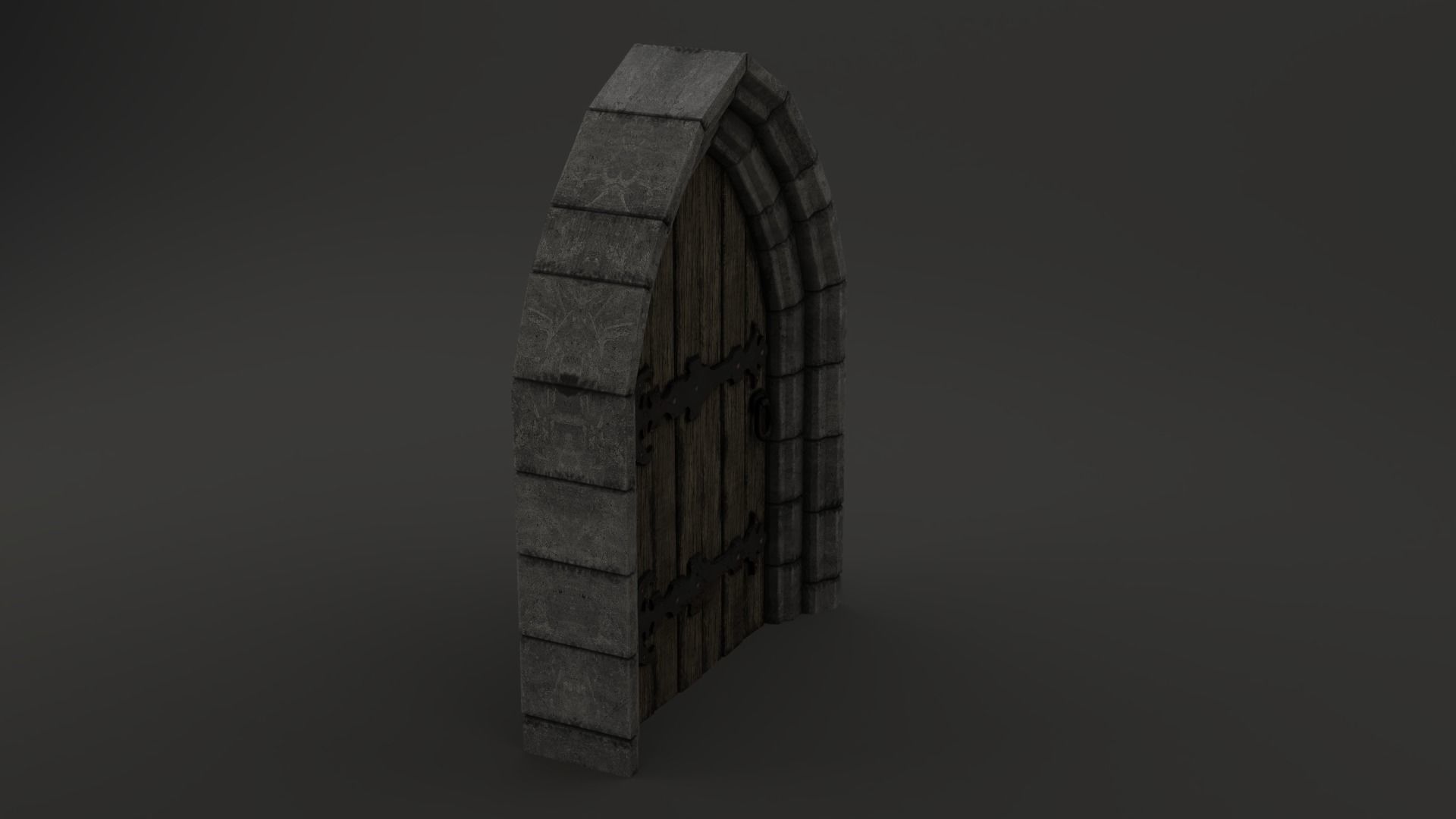 Medieval Door Double Stone Arch and Door 3D Model Low-poly 3D model_8