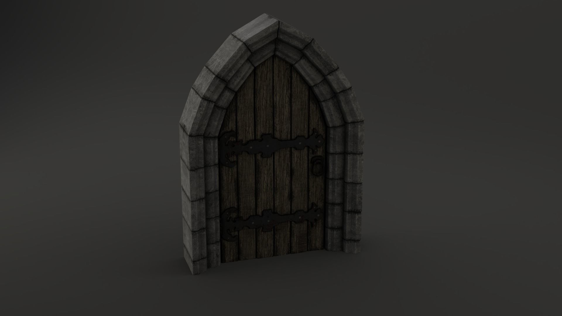 Medieval Door Double Stone Arch and Door 3D Model Low-poly 3D model_15