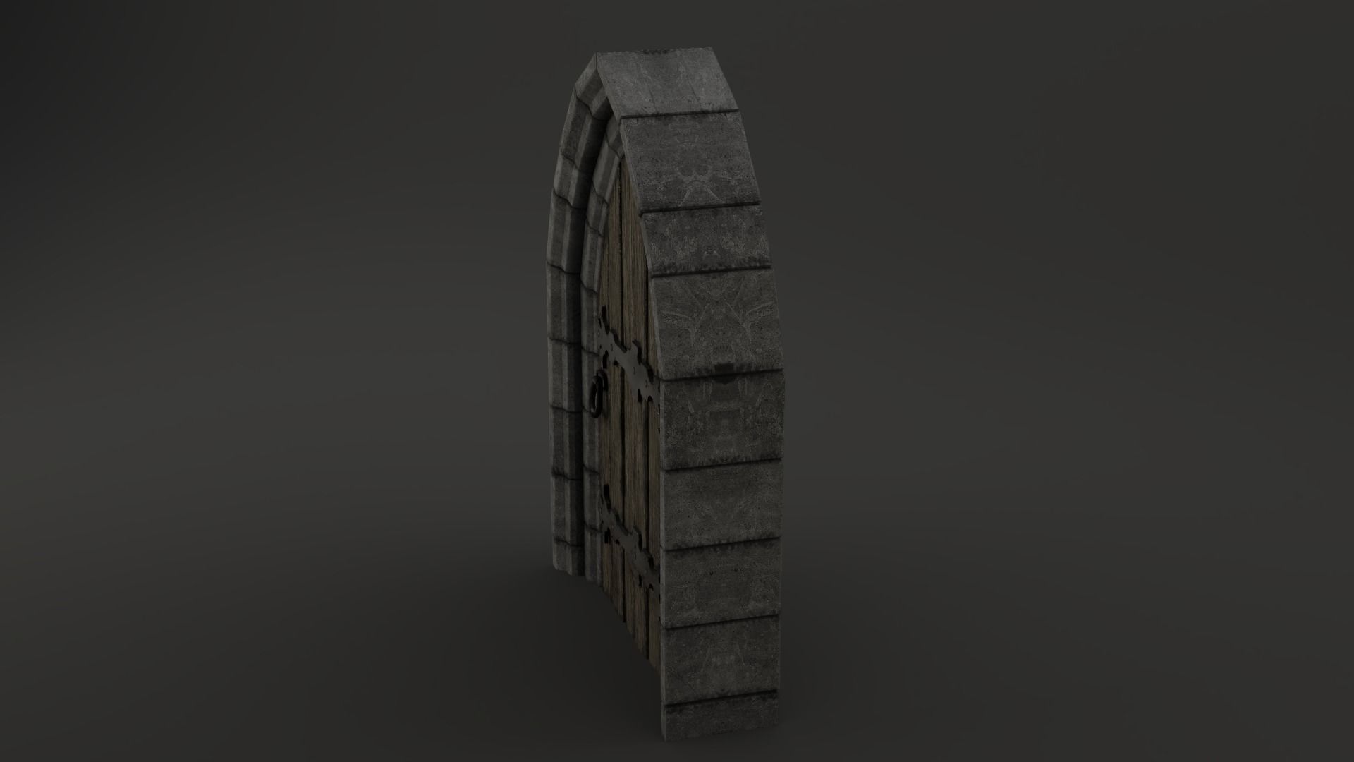 Medieval Door Double Stone Arch and Door 3D Model Low-poly 3D model_13