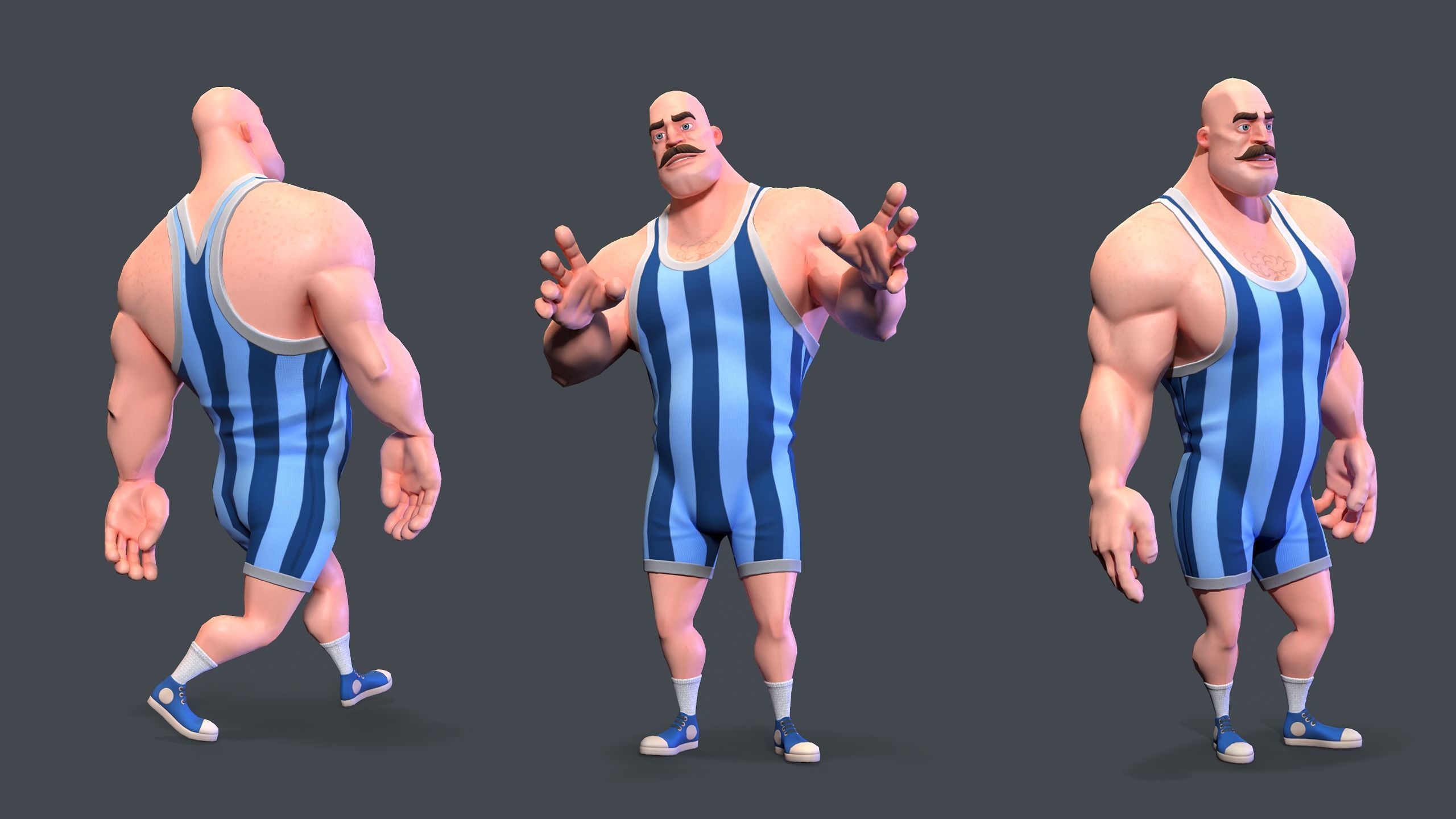 Stylized Rigged Athlete Man Low-poly 3D model_3