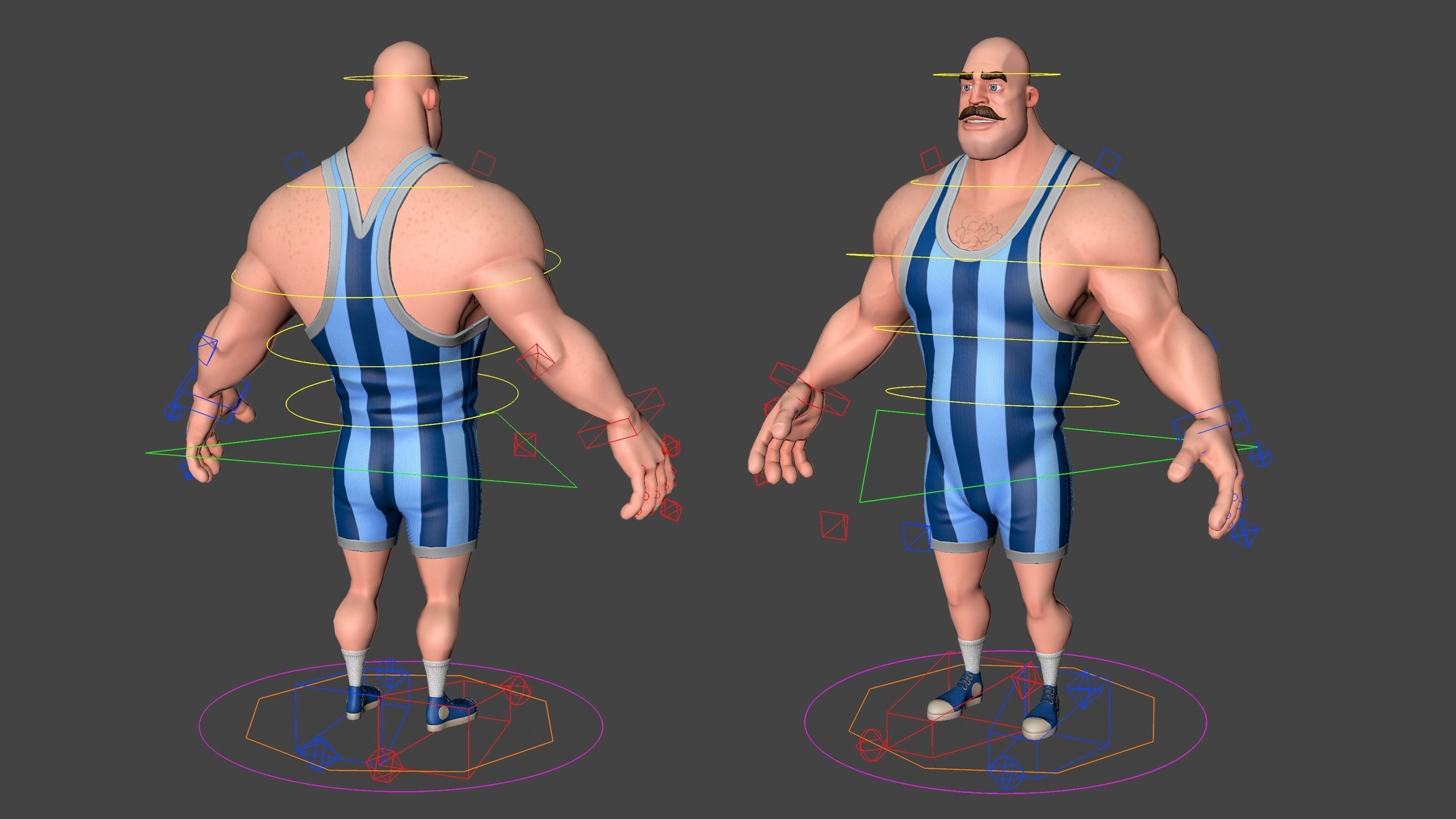 Stylized Rigged Athlete Man Low-poly 3D model_5