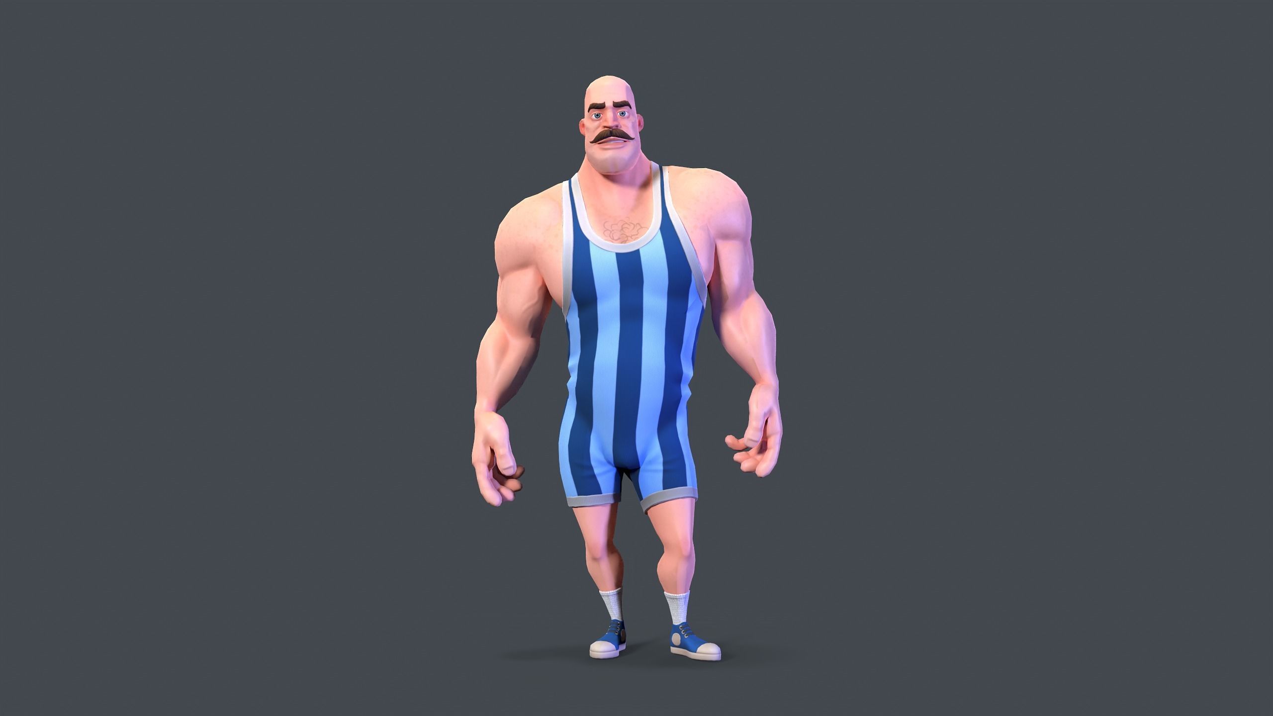 Stylized Rigged Athlete Man Low-poly 3D model_1