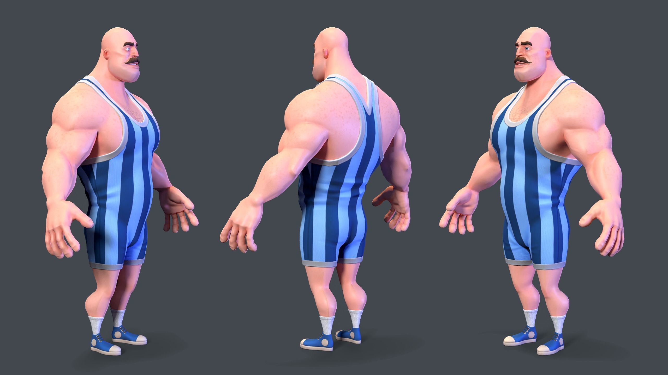 Stylized Rigged Athlete Man Low-poly 3D model_2