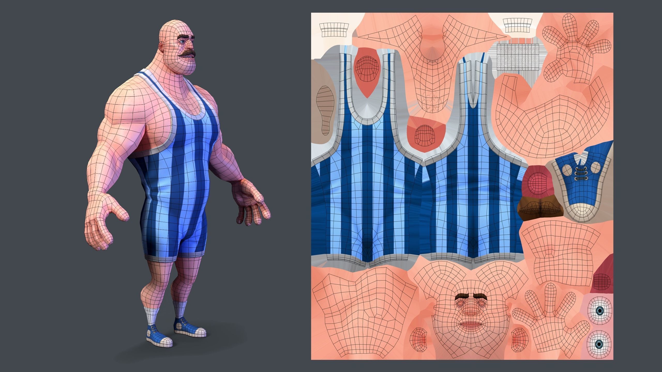Stylized Rigged Athlete Man Low-poly 3D model_7