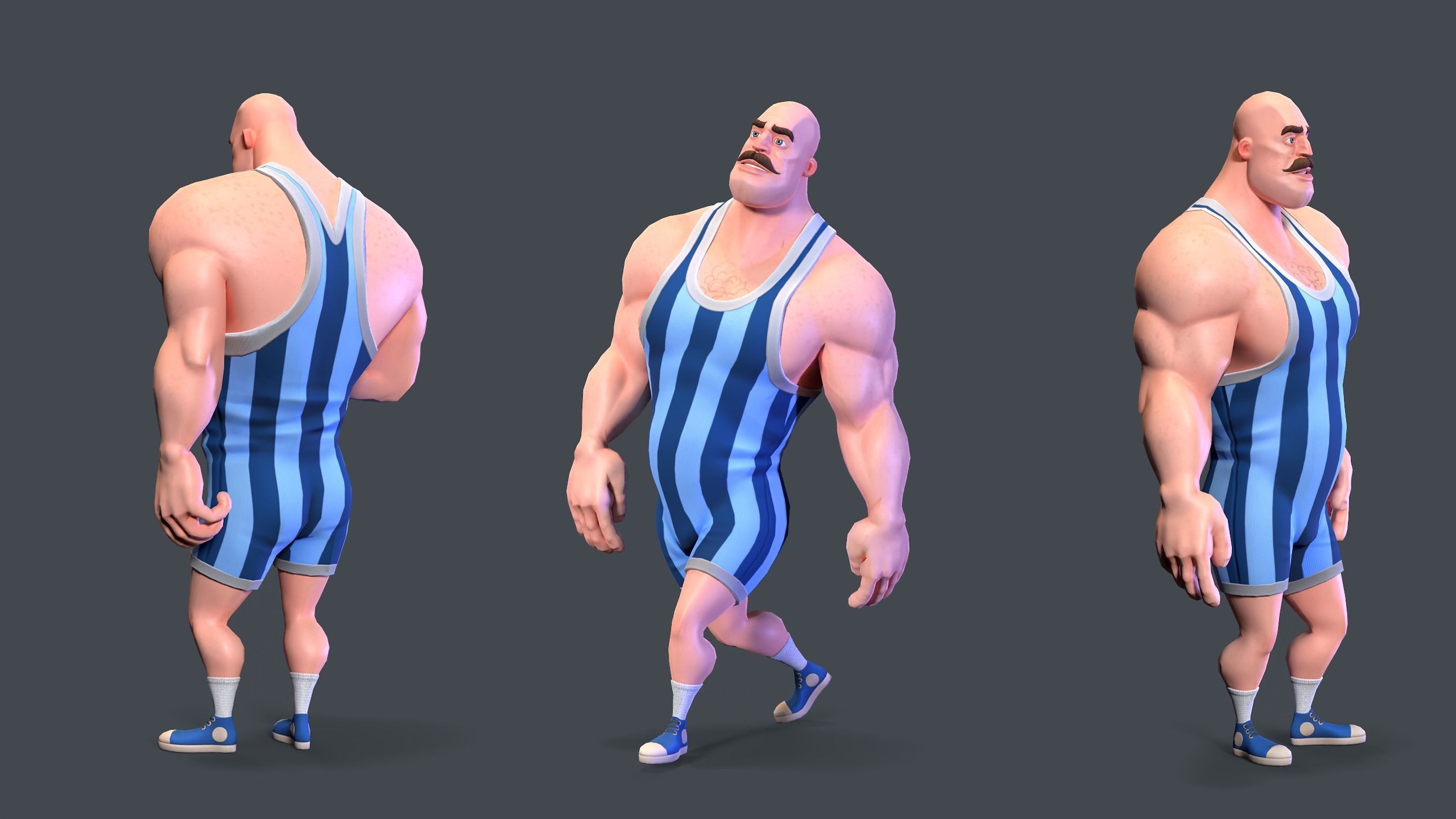 Stylized Rigged Athlete Man Low-poly 3D model_4