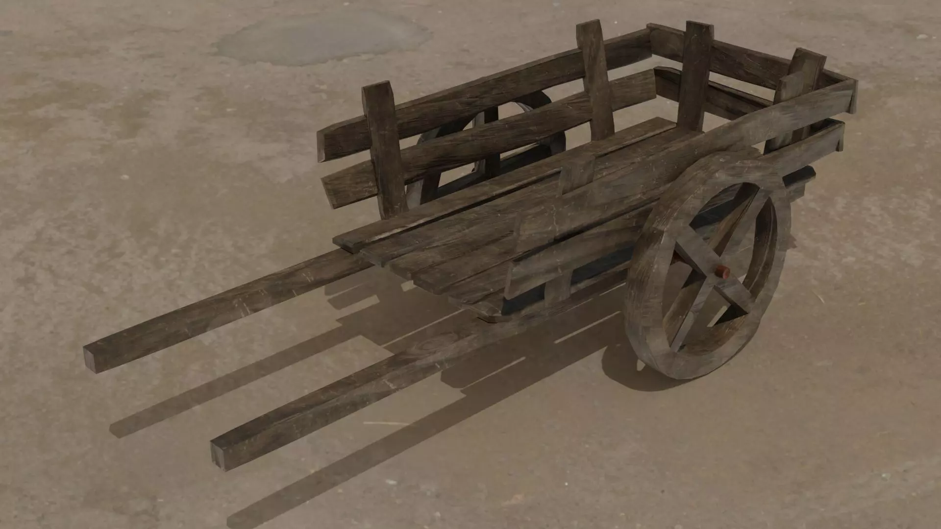 Medieval cart Low-poly 3D model