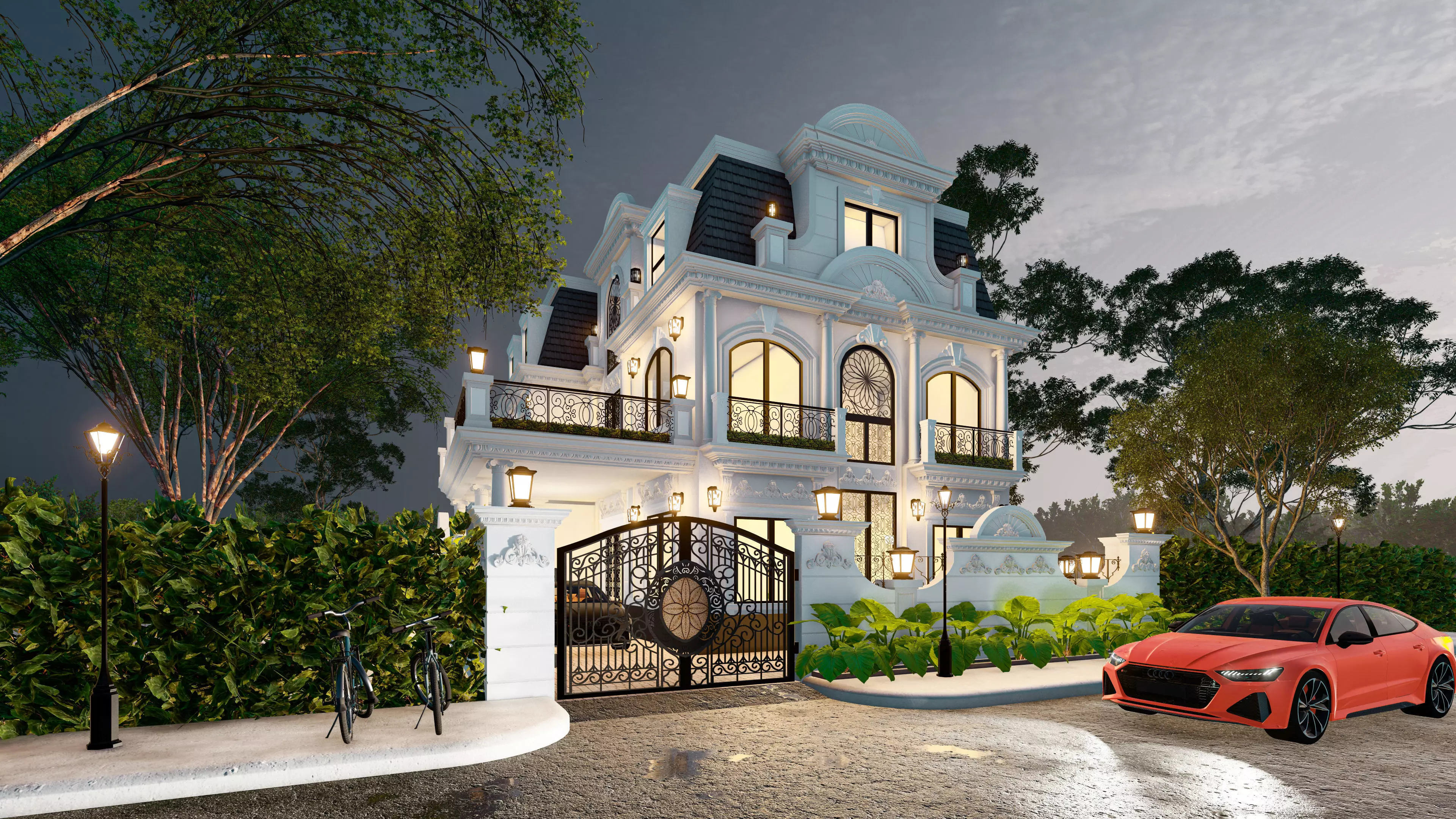 LUMION SCENE CLASSICAL VILLA 2 Free 3D model