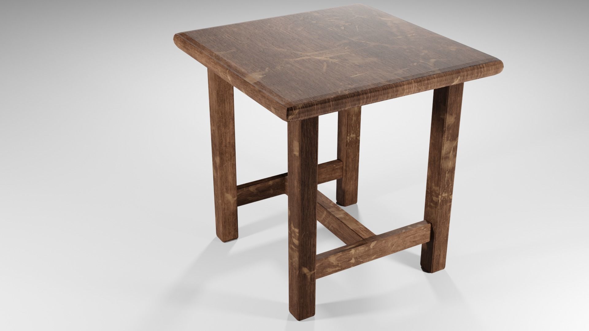 Old wooden stool 3D model_2