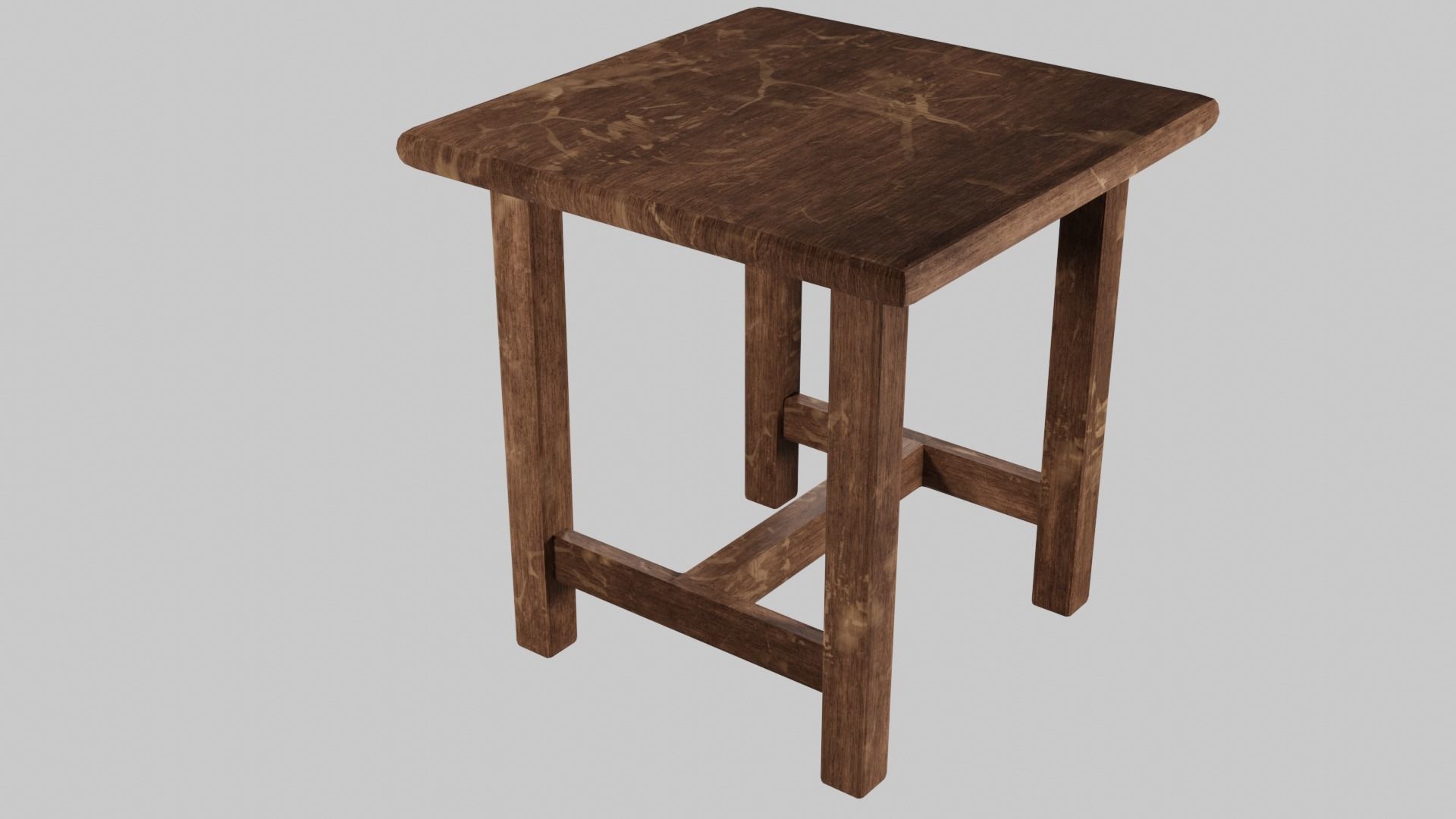 Old wooden stool 3D model_4