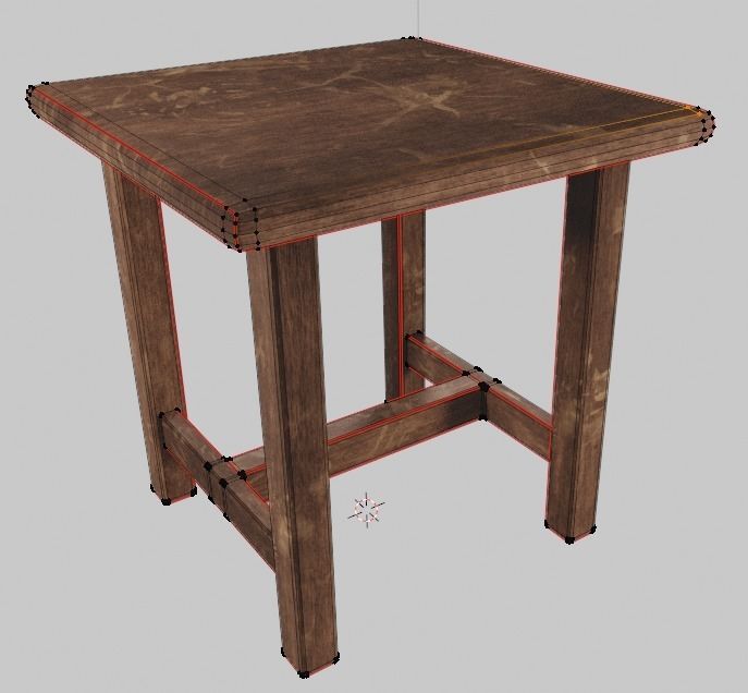 Old wooden stool 3D model_5