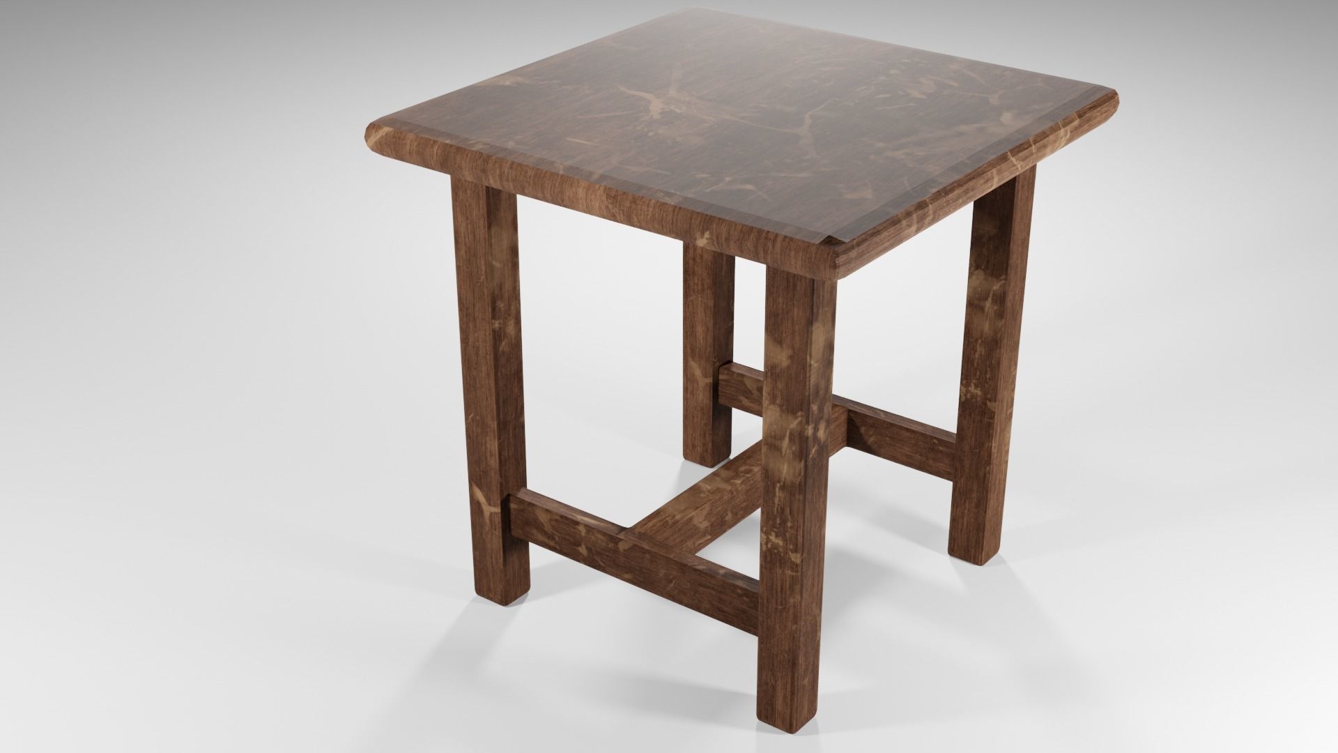 Old wooden stool 3D model_3