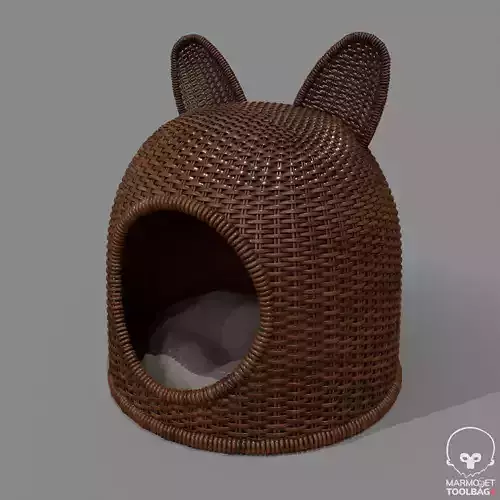   Pbr Textured Wicker Cat Basket