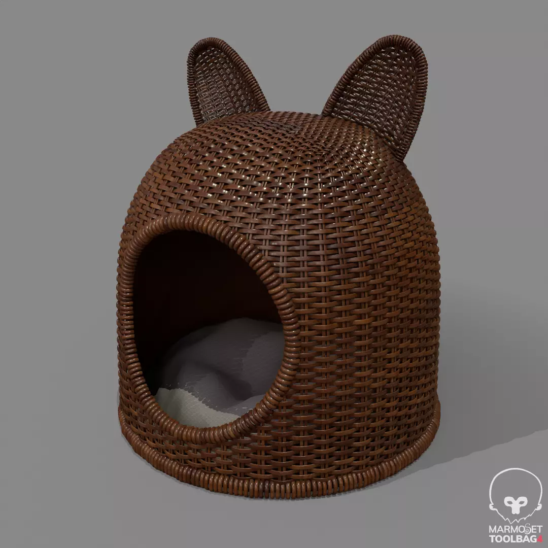 Pbr Textured Wicker Cat Basket 3D model