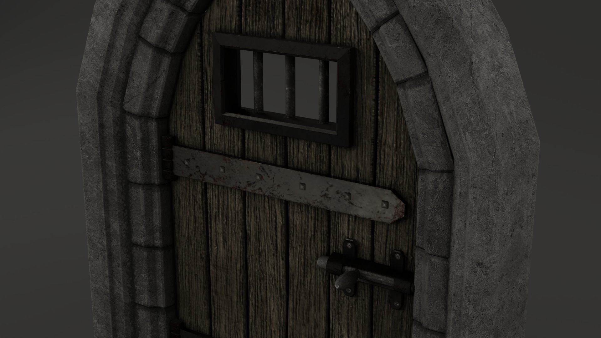 Medieval Door Stone Arch Cell Door 3D Model Low-poly 3D model_5