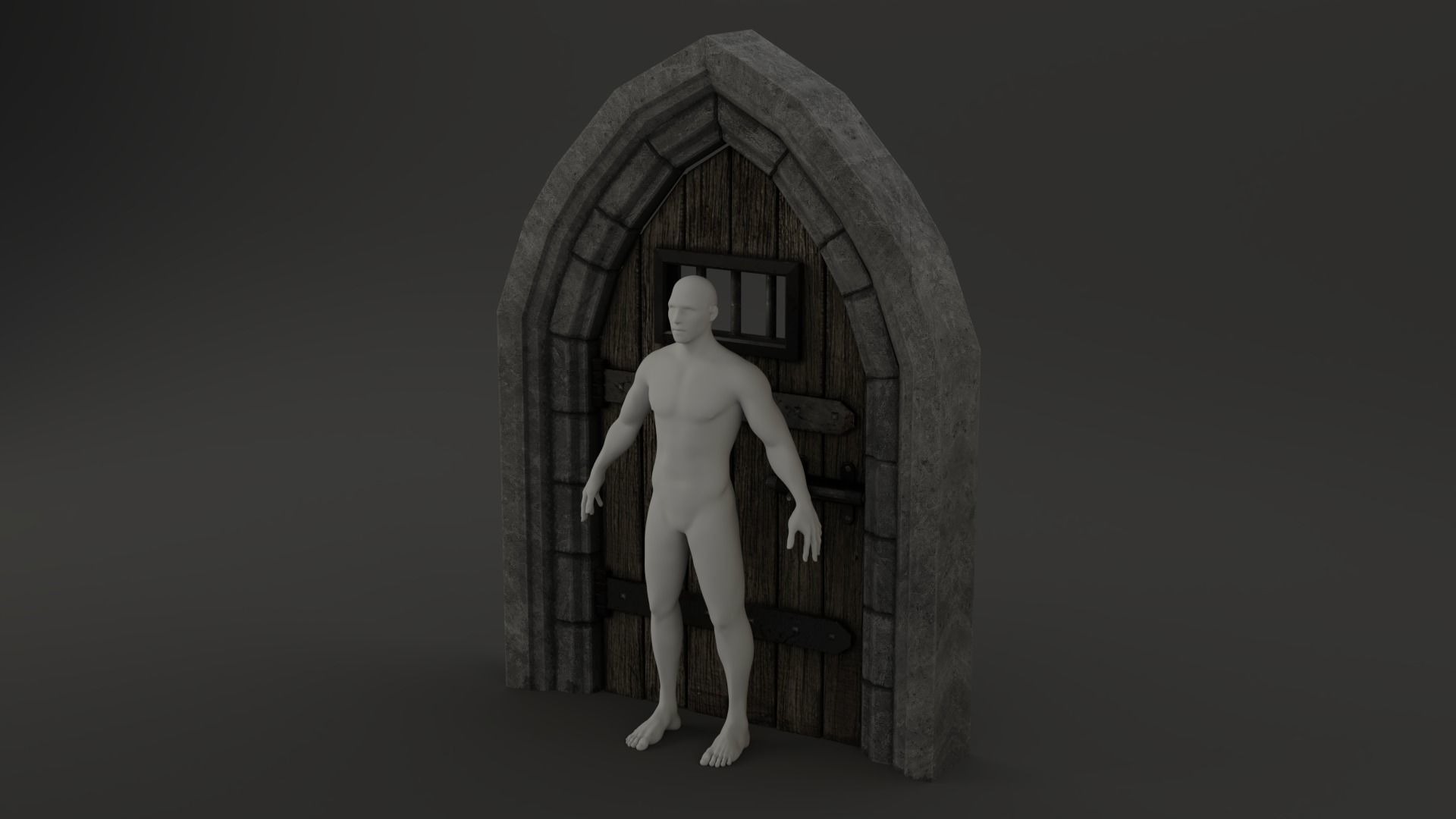 Medieval Door Stone Arch Cell Door 3D Model Low-poly 3D model_6
