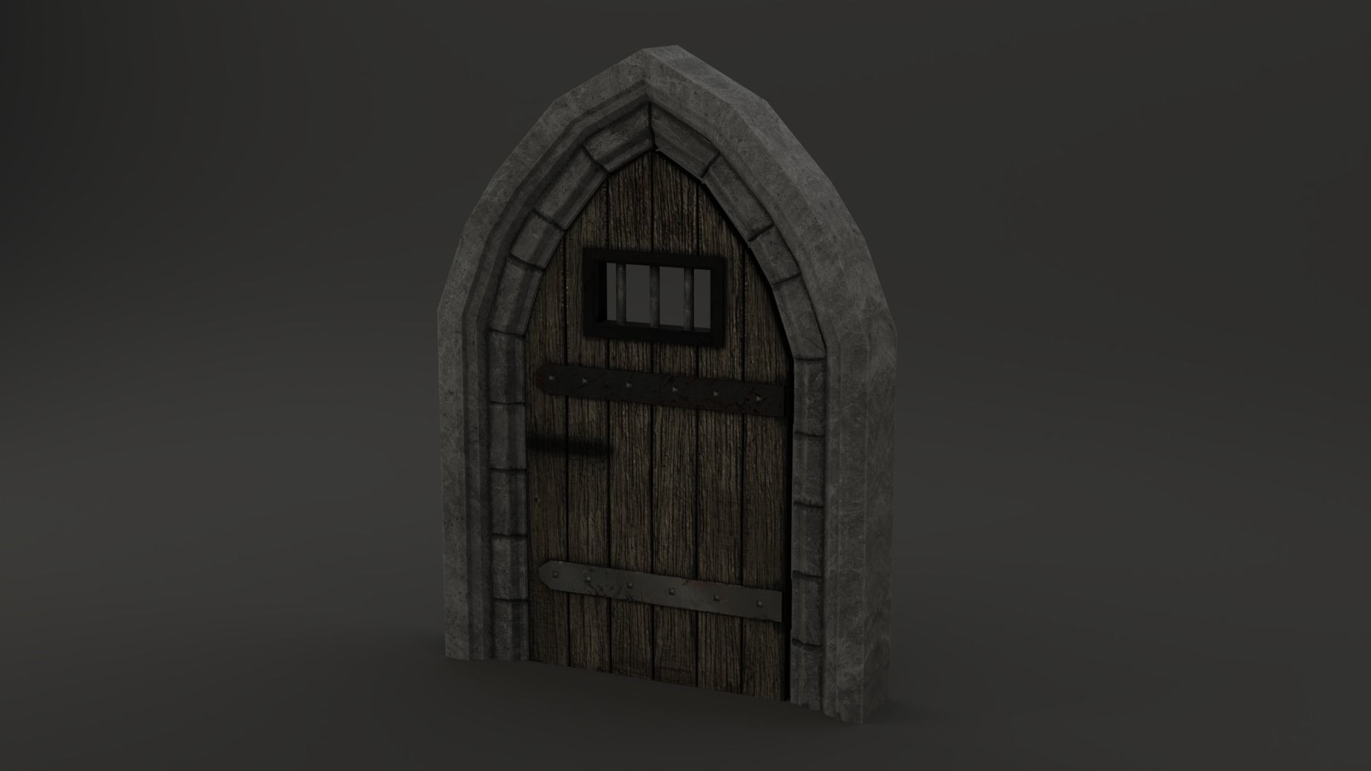 Medieval Door Stone Arch Cell Door 3D Model Low-poly 3D model_14