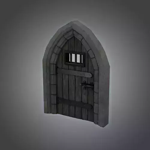 Medieval Door Stone Arch Cell Door 3D Model