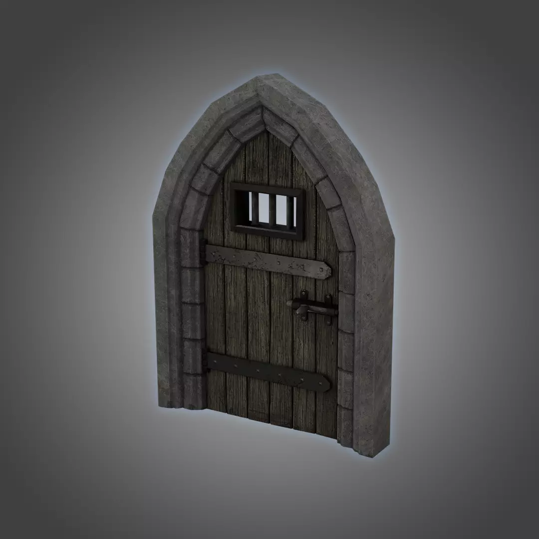 Medieval Door Stone Arch Cell Door 3D Model Low-poly 3D model_0