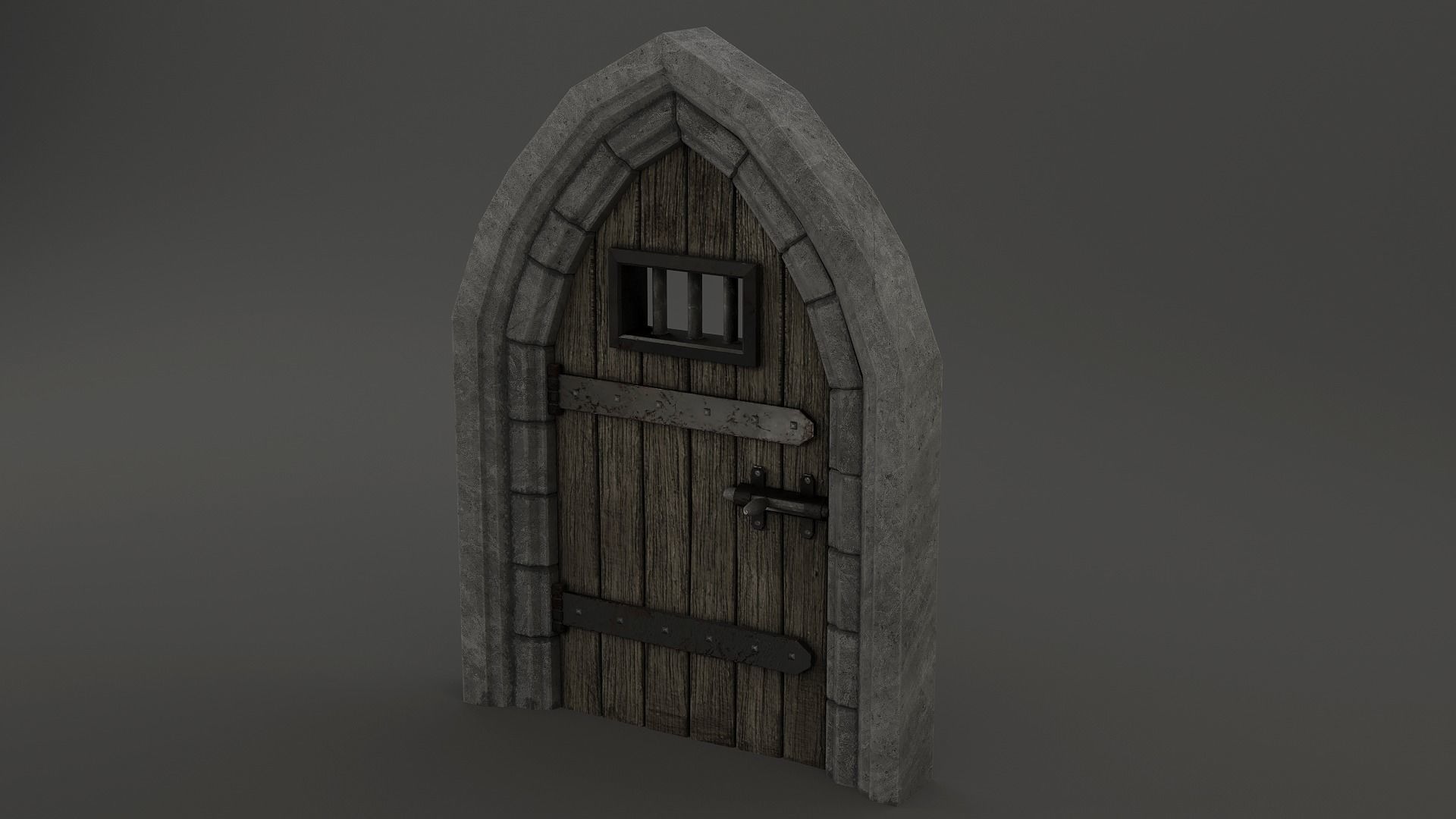 Medieval Door Stone Arch Cell Door 3D Model Low-poly 3D model_4