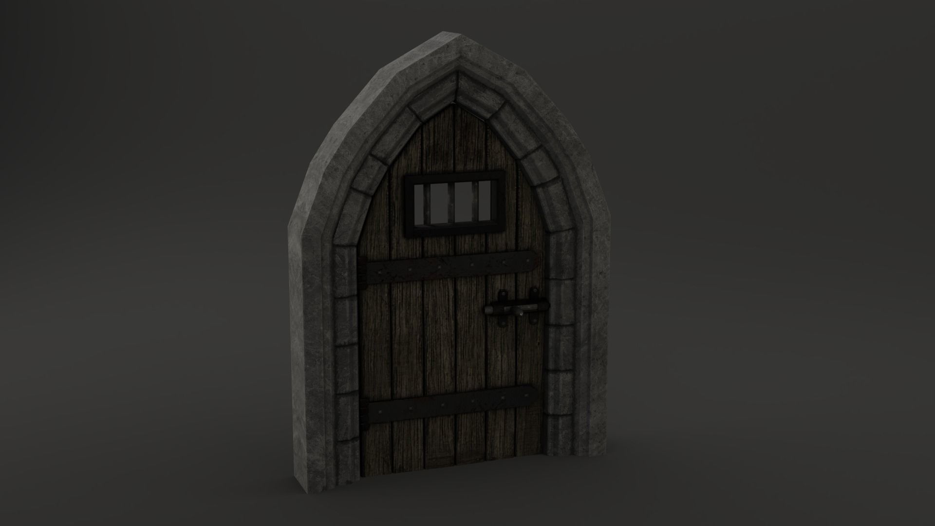 Medieval Door Stone Arch Cell Door 3D Model Low-poly 3D model_13