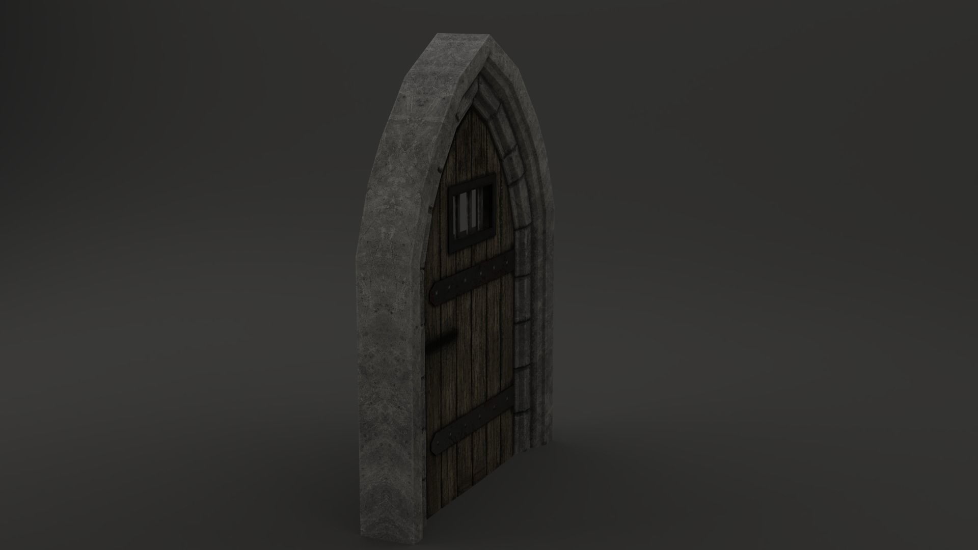Medieval Door Stone Arch Cell Door 3D Model Low-poly 3D model_11