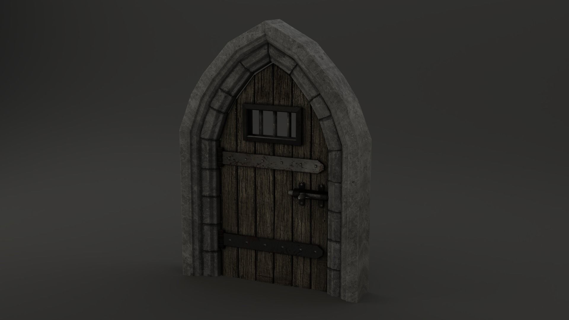 Medieval Door Stone Arch Cell Door 3D Model Low-poly 3D model_9