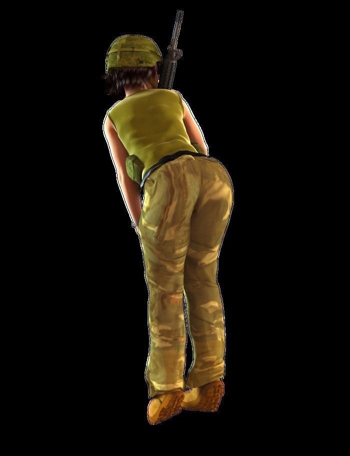 Army girl Low-poly 3D model_2