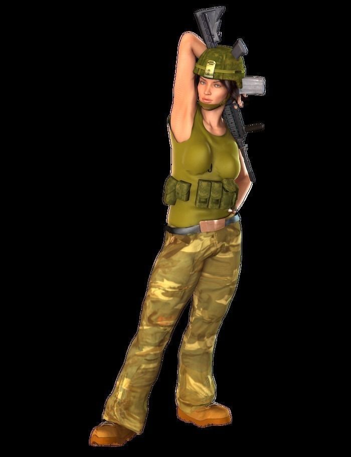 Army girl Low-poly 3D model_1
