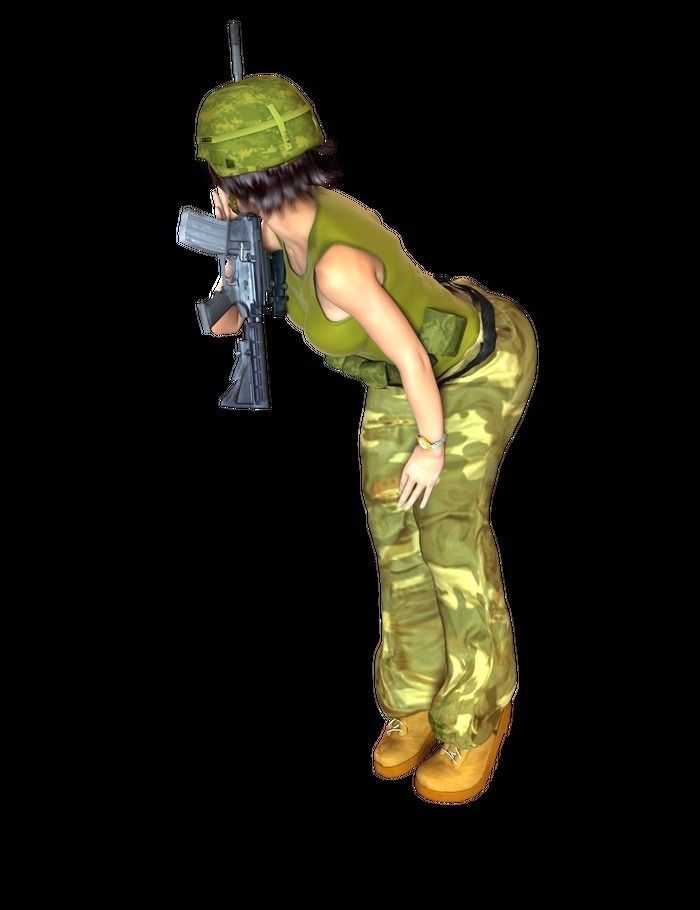 Army girl Low-poly 3D model_3