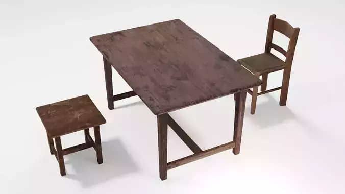 set of old wooden furniture 