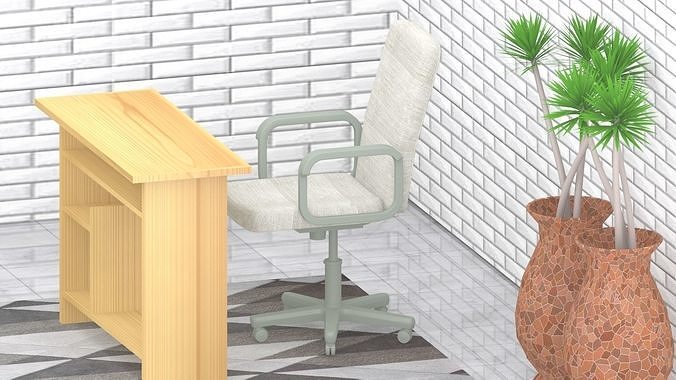 Chair model 1 desk and for sims 3D model