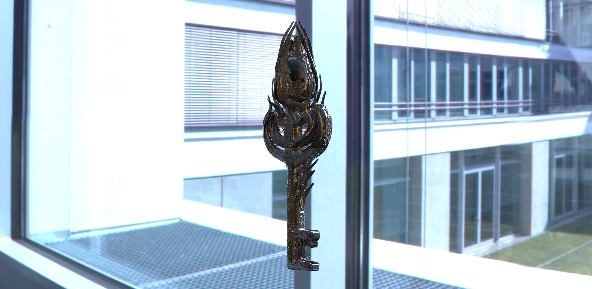 Ornate Globe Key 3D model_2