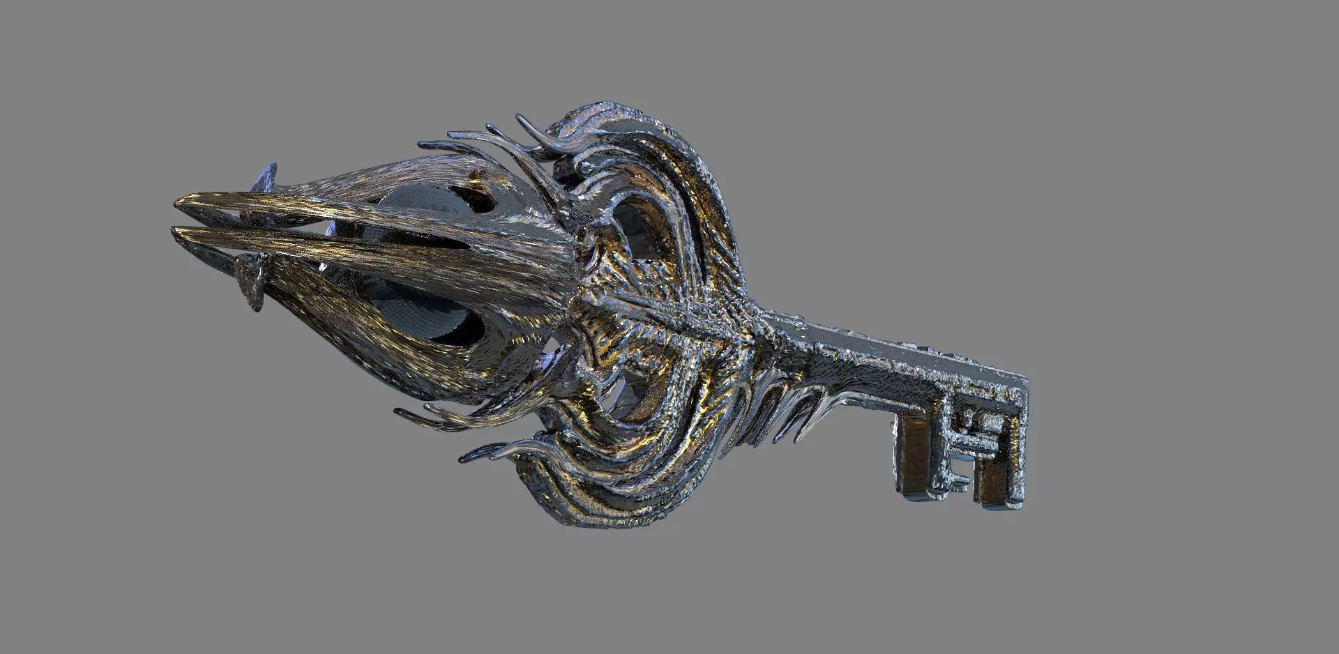 Ornate Globe Key 3D model_0