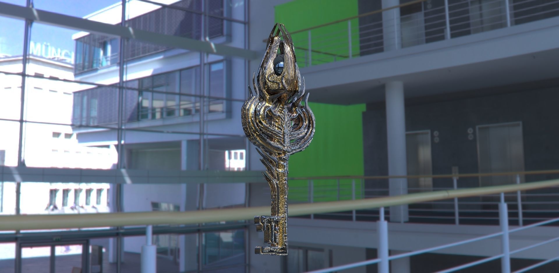 Ornate Globe Key 3D model_1