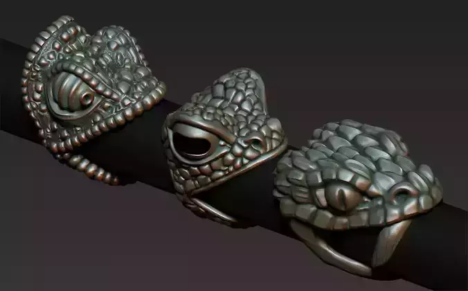 reptiles three snake shaped rings on metal rod