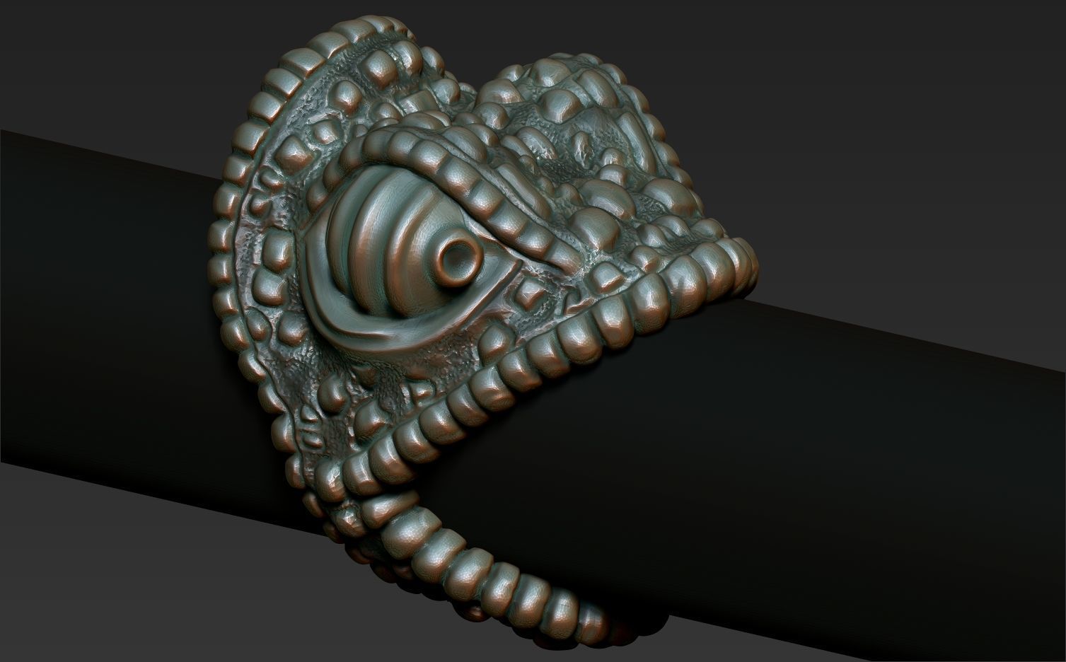 reptiles three snake shaped rings on metal rod 3D print model_2