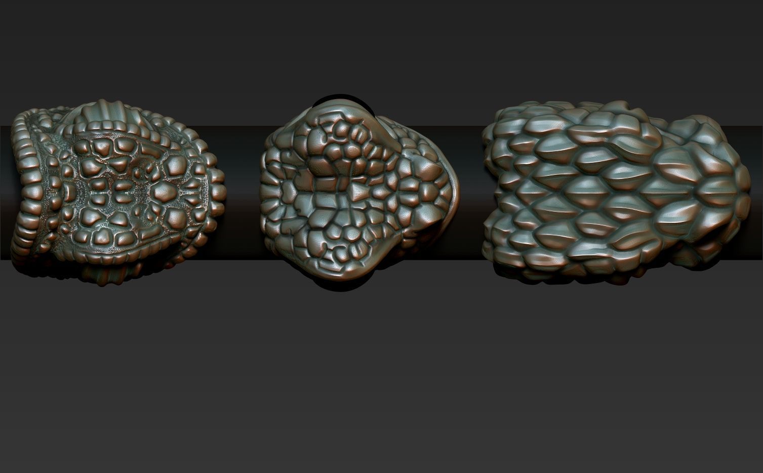 reptiles three snake shaped rings on metal rod 3D print model_6