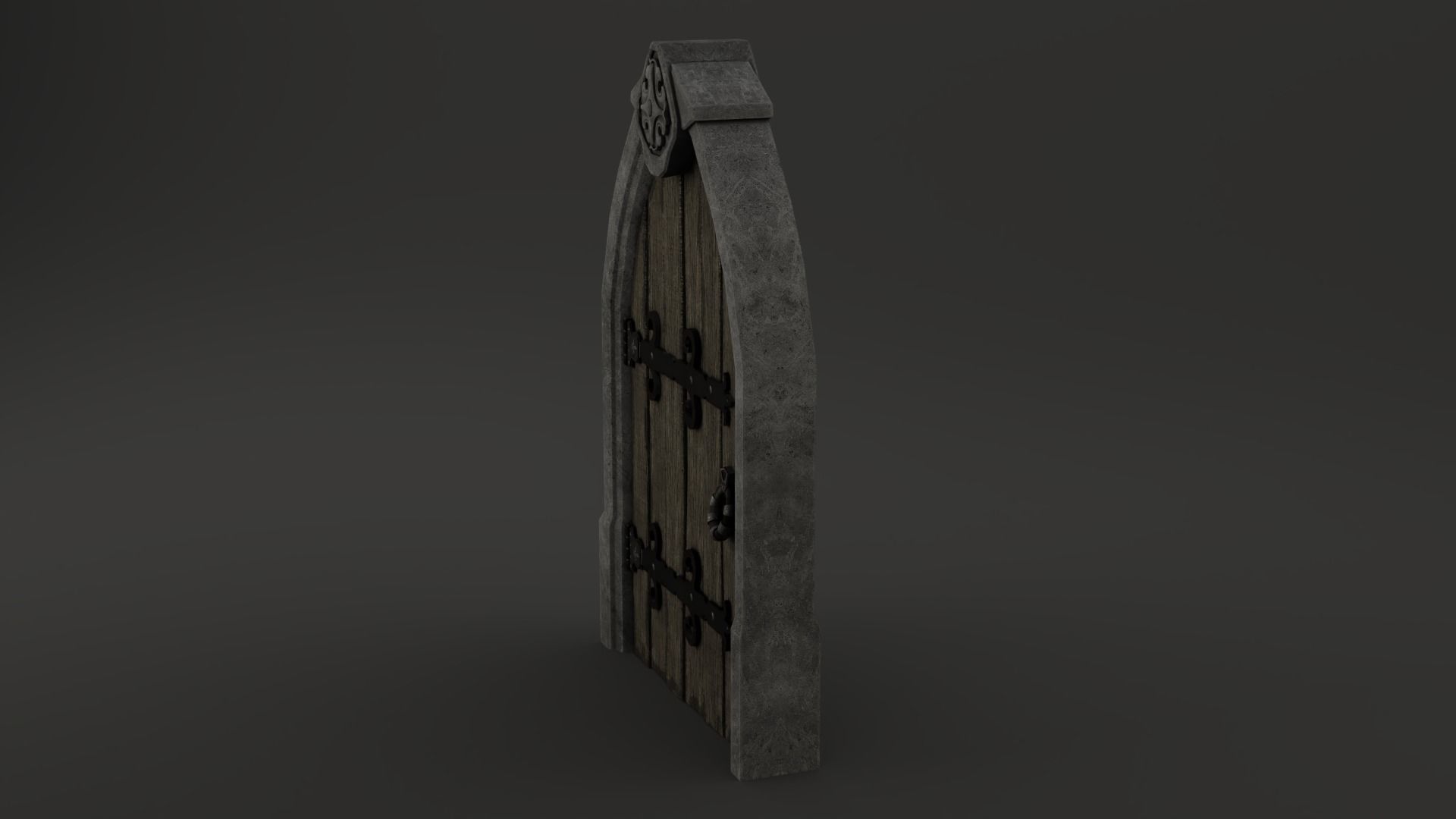 Medieval Door Stone Ornament Arched 3D Model Low-poly 3D model_11