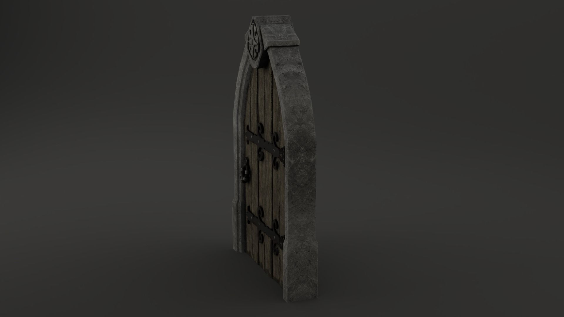 Medieval Door Stone Ornament Arched 3D Model Low-poly 3D model_7