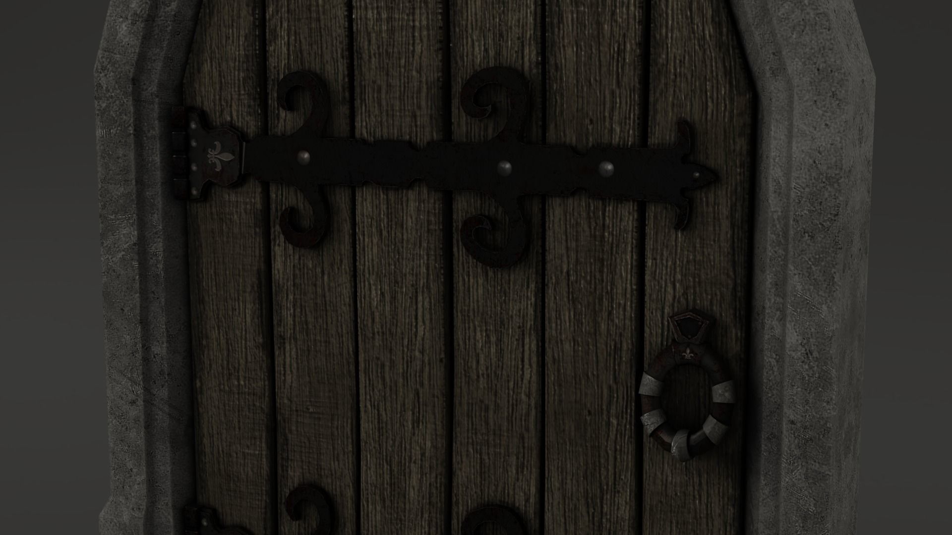 Medieval Door Stone Ornament Arched 3D Model Low-poly 3D model_14