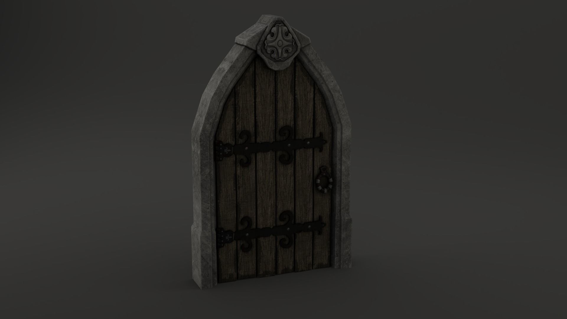 Medieval Door Stone Ornament Arched 3D Model Low-poly 3D model_5