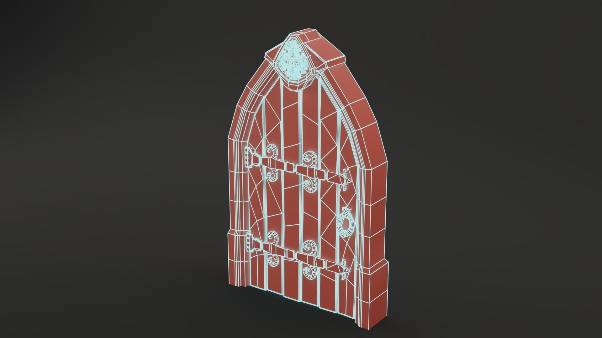 Medieval Door Stone Ornament Arched 3D Model Low-poly 3D model_16