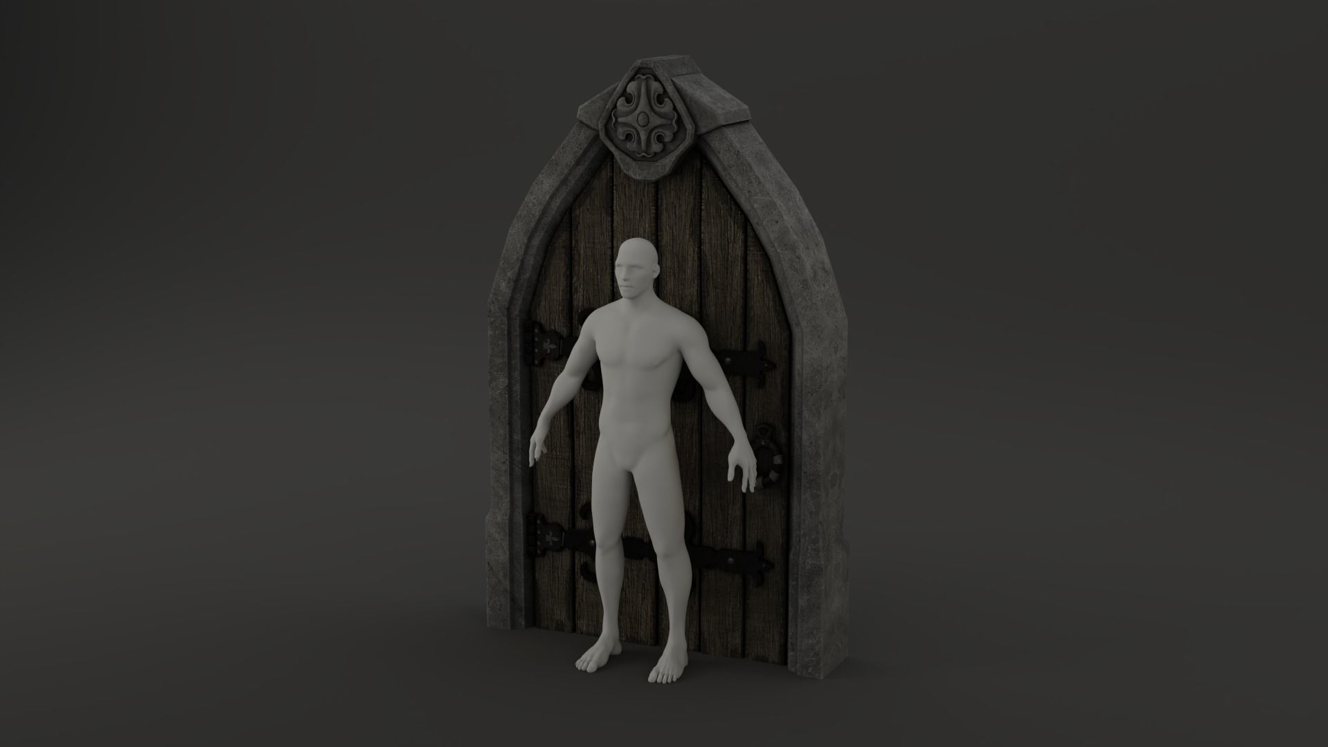Medieval Door Stone Ornament Arched 3D Model Low-poly 3D model_15