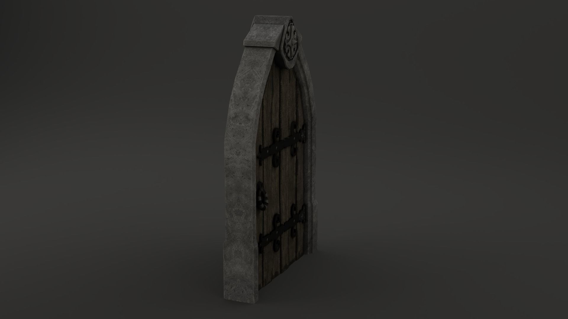 Medieval Door Stone Ornament Arched 3D Model Low-poly 3D model_10