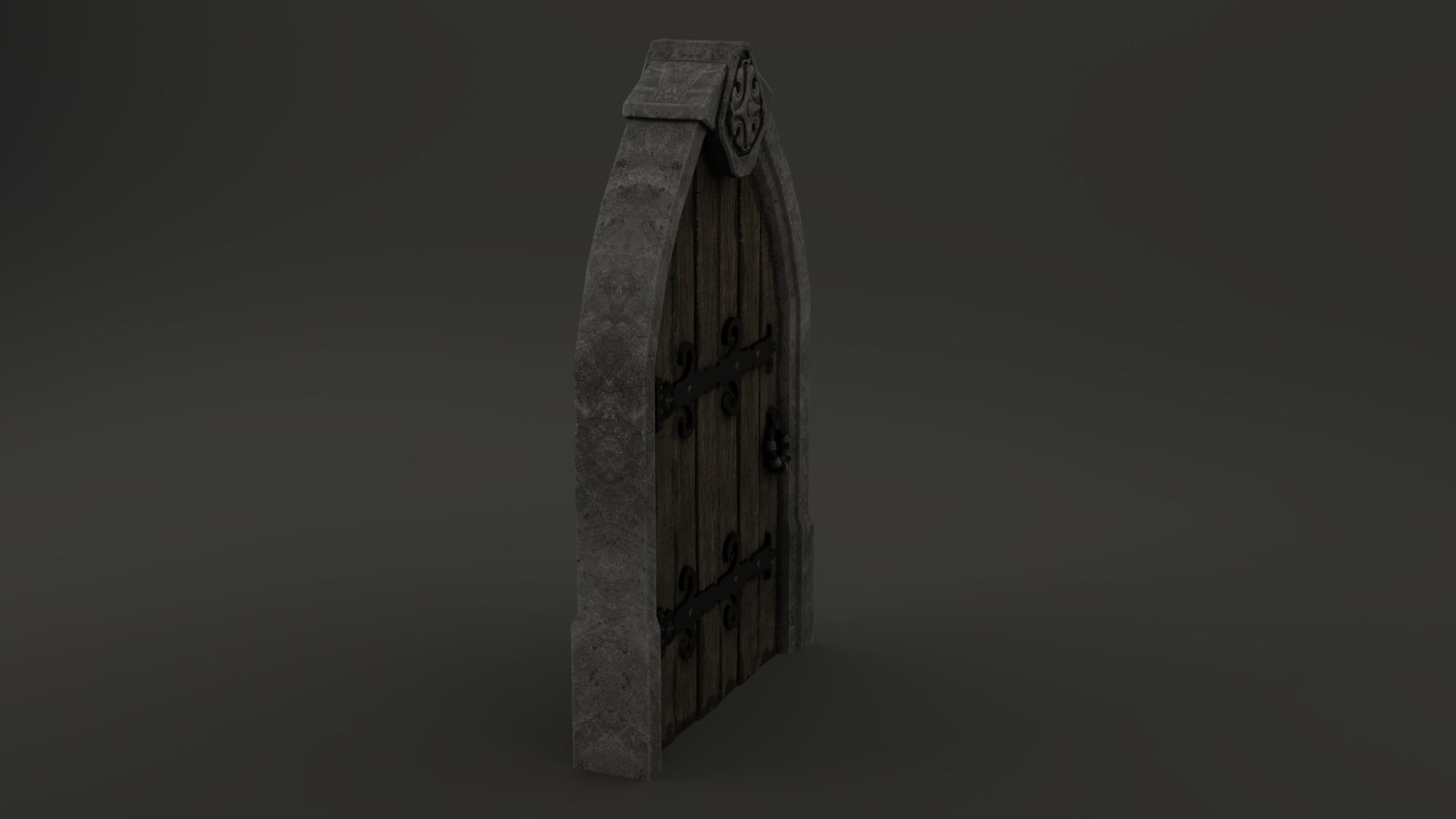 Medieval Door Stone Ornament Arched 3D Model Low-poly 3D model_6