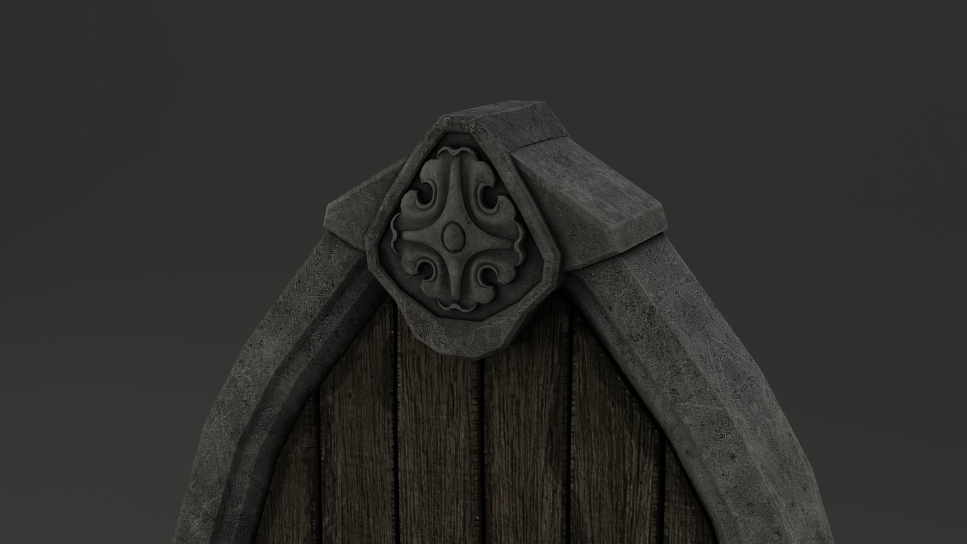 Medieval Door Stone Ornament Arched 3D Model Low-poly 3D model_13