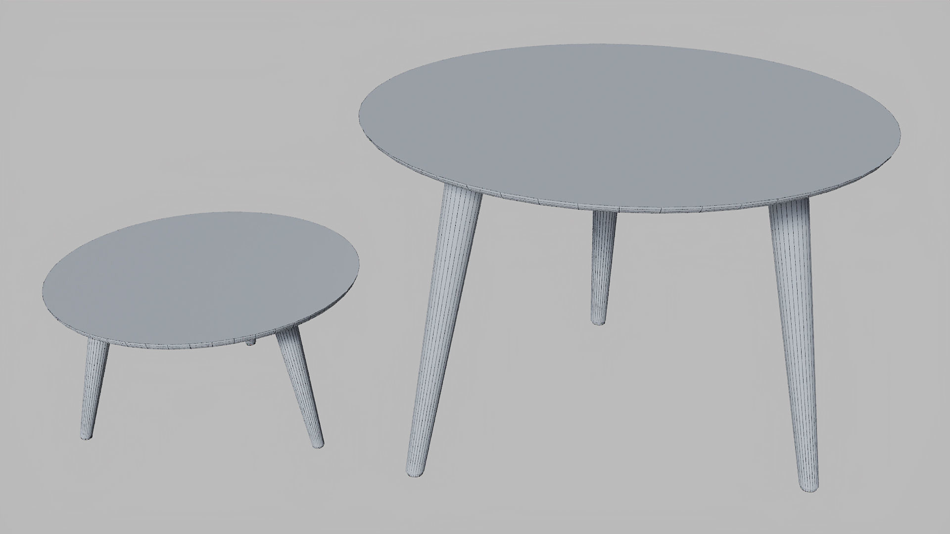 Round Dinner and Coffee table combo Low-poly 3D model_4