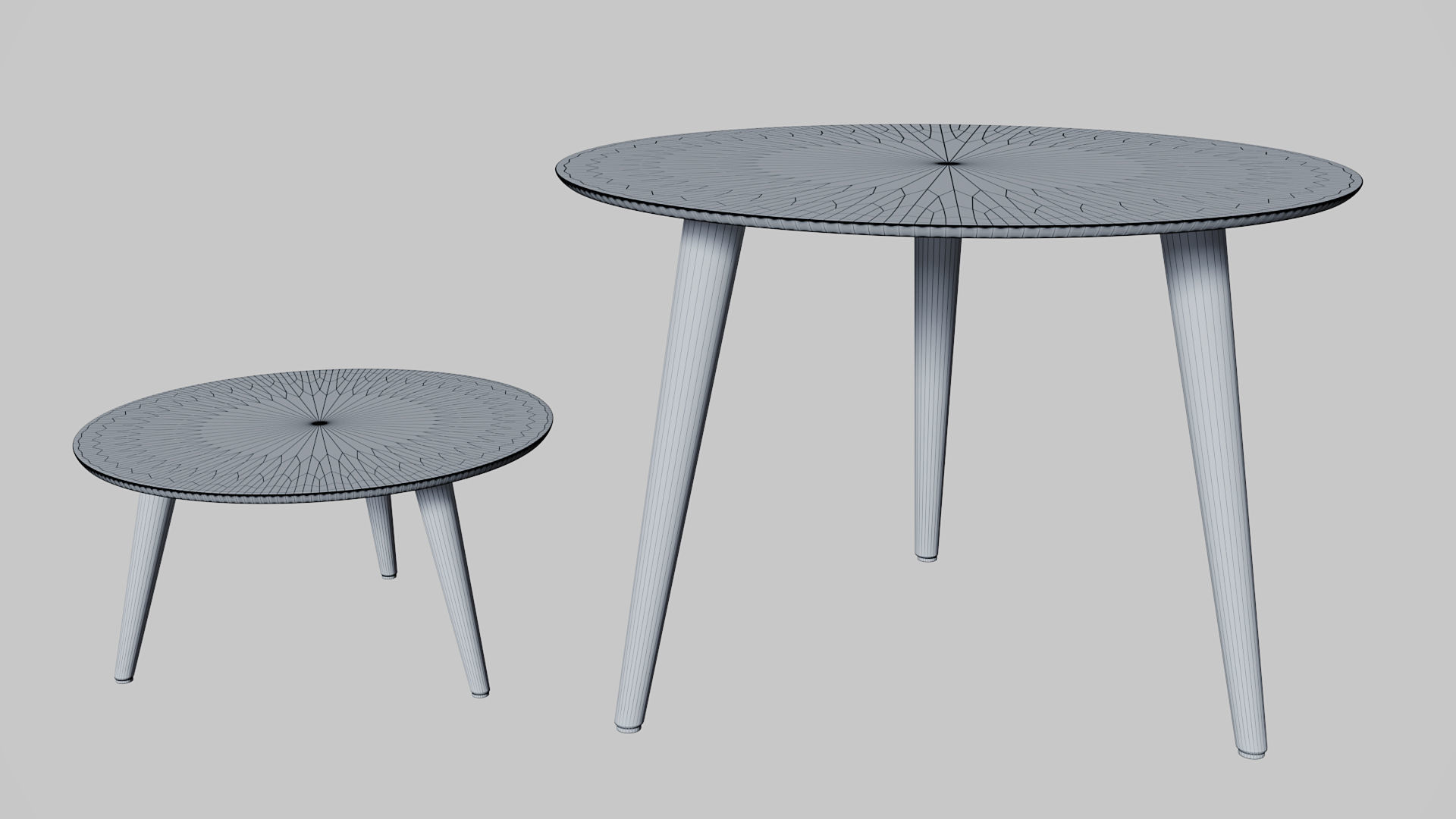 Round Dinner and Coffee table combo Low-poly 3D model_3