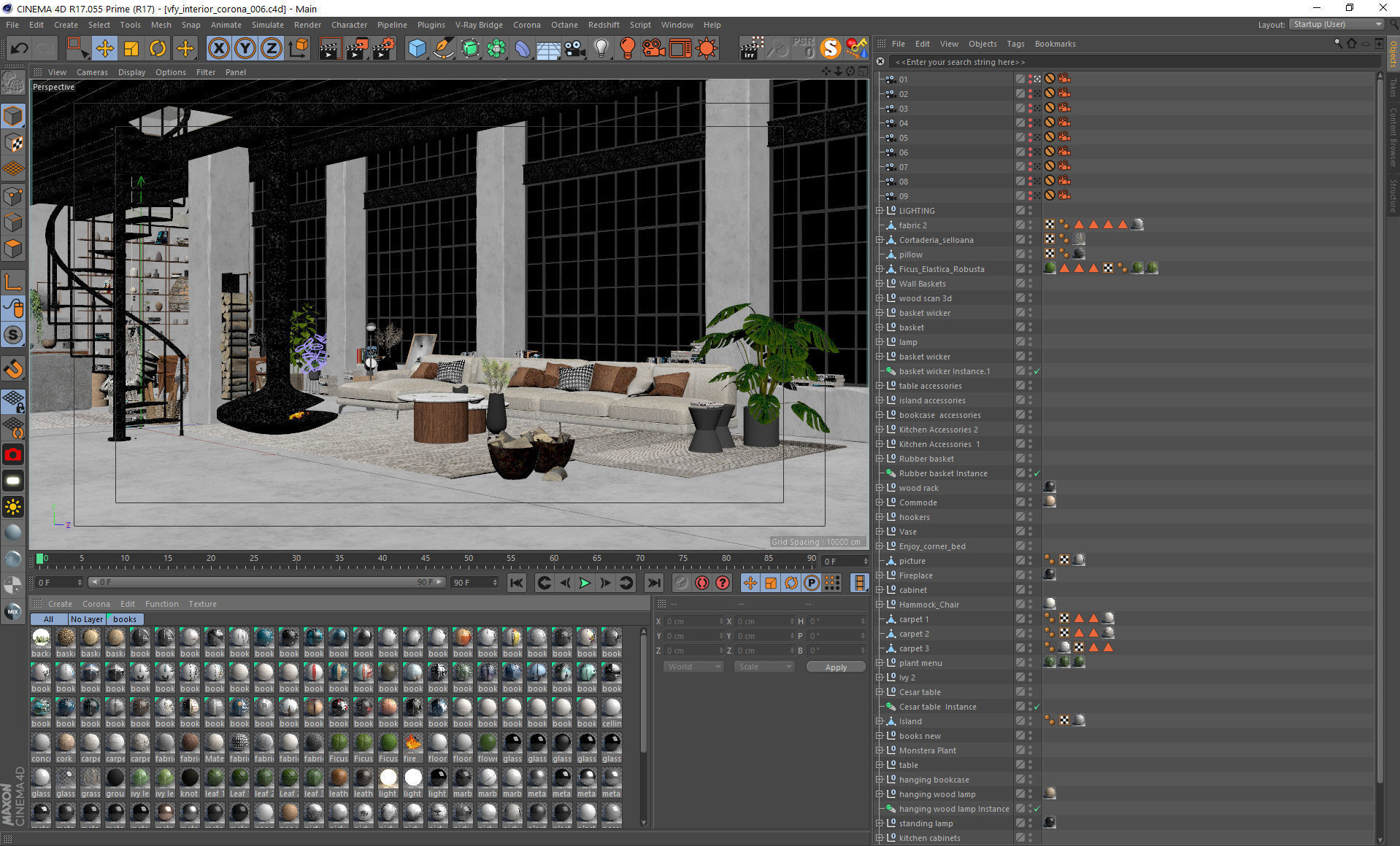 Boho Design Interior Scene for Cinema 4D and Corona Renderer 3D model_18